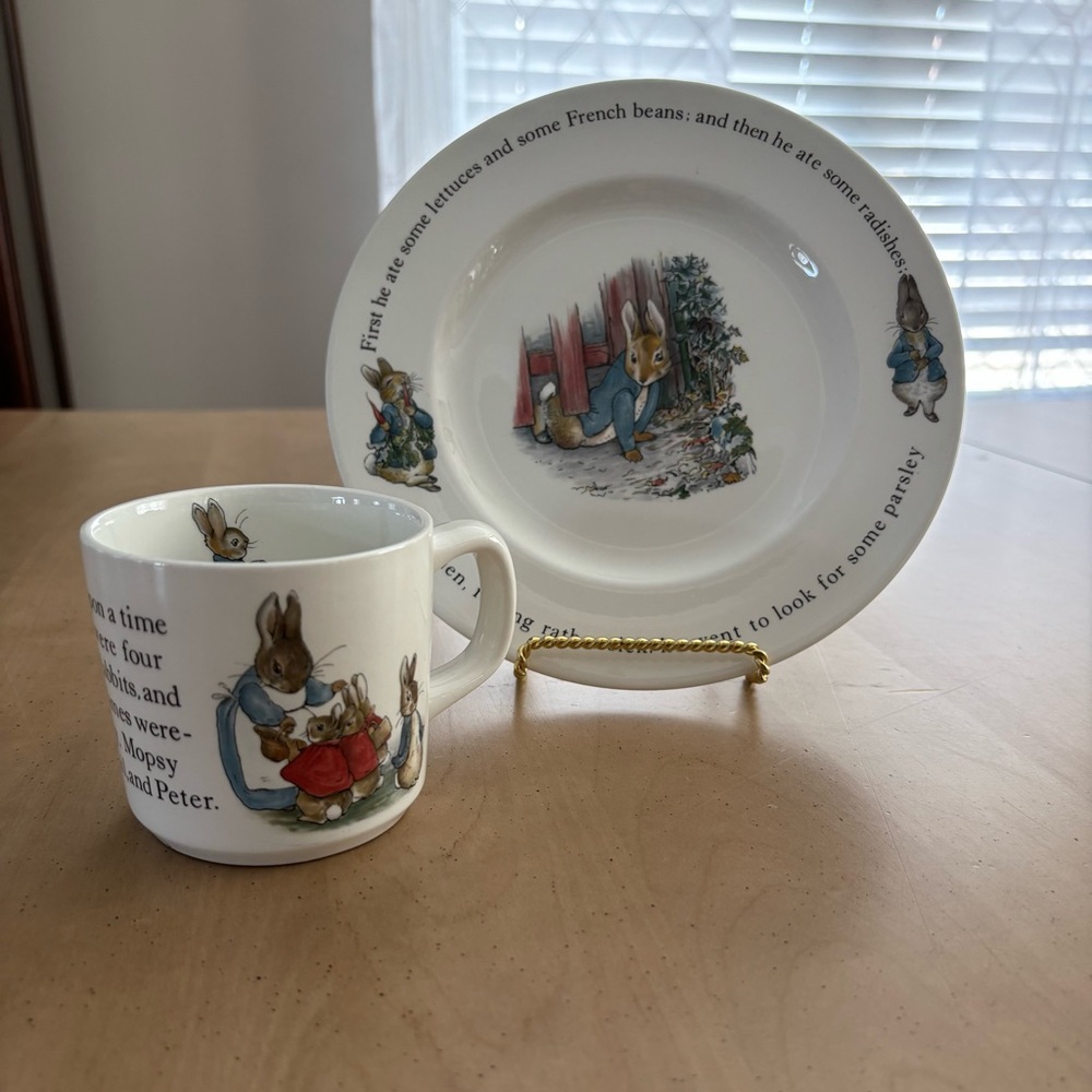 WEDGWOOD Peter Rabbit Plate/Mug Set. Beatrix Potter. See Pictures For Details.